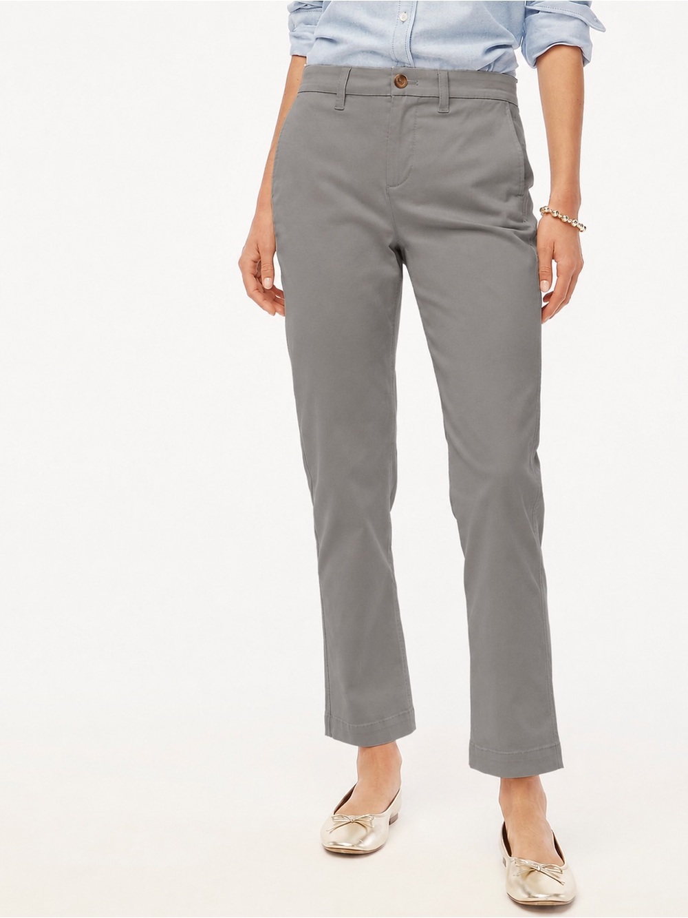 J. Crew Light Gray High Rise Straight-Leg Girlfriend Chino Cotton Pants✨
